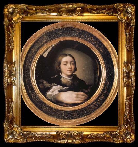 framed  Francesco Parmigianino Self-portrait in a Convex Mirror, ta009-2